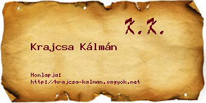 Krajcsa Kálmán névjegykártya